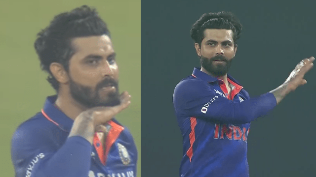 Untitled design - 2022-02-25T092645.888 Jadeja created a buzz on social media by celebrating in the style of Allu Arjun after taking a wicket in the first T20 against Sri Lanka, video went viral