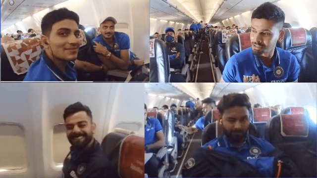 criccrank - 2022-03-10T190725.518 IND vs SL: Virat, Shreyas, Rishabh Pant's fun was seen on the flight, someone hit an eye... Video Viral