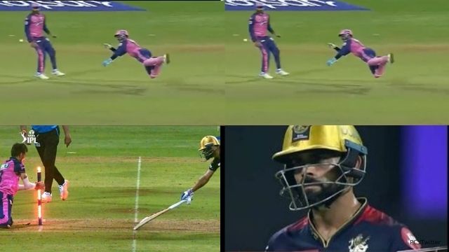 criccrank (24) RR vs RCB: Sanju Samson becomes Superman, runs 12 meters and throws the ball, Virat is run out, video goes viral