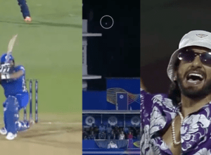 Ranveer Singh dances on Rohit's "Scoop SIX", the shot is not seen like this