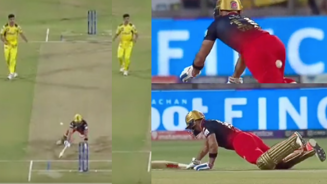 criccrank - 2022-05-04T230807.626 Virat left narrowly, Mukesh Chaudhary hit the ball on the field and Virat fell on the ground, gave a befitting reply in this style