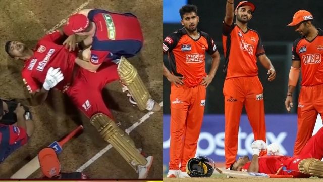 criccrank - 2022-05-23T024348.755 Mayank was injured by Umran's 150 km bullet speed ball, his ribs were in trouble, had to go to the hospital