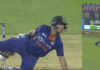 Video: Ishaan lost his balance due to slap shot, fell and lost his WICKET