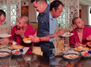 Video: Shikhar Dhawan's cook Kabir bent on forcibly feeding Khan, Dhawan forced to plead, video went viral