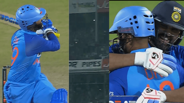 25D9599C-C070-4A2A-B596-F9BE88B0969E Dinesh Karthik destroyed Australia in 2 balls, became the biggest finisher with 6,4, Rohit hugged him