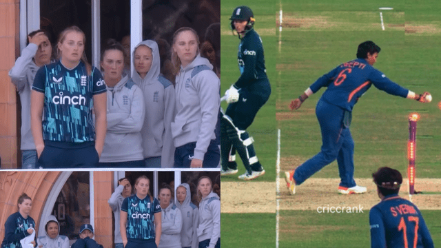 26621F96-30D9-4E44-A119-FA1DA0A603AC After Deepti Sharma's MANKADING, the England player reaction standing in the lords stadium balcony