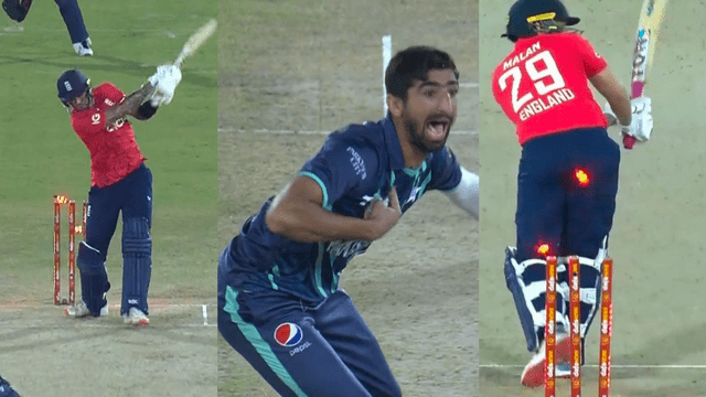 3C55EA62-4774-4510-AAED-319F9B9DEA9A Shahnawaz Dahani bowled Hales-Malan in 2 consecutive balls, reminded Imran Tahir in the celebration