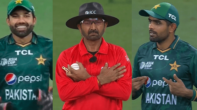 BE42C43C-B8FB-4F68-92AE-D47B2B16DD4D Confused umpire in PAK vs SL match, instead of Babar Azam, at the behest of Rizwan, Babar Azam got angry