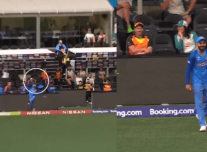 Virat Kohli became Superman, jumped 5 feet in the air, caught Cummins's catch, blown his senses, IND won by 6 runs