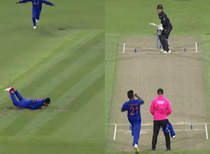 Umran Malik hit Finn Allen with a rocket pace ball, Suryakumar caught a wonderful catch