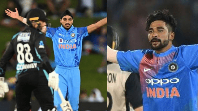 14AE140C-FFFE-432E-B0CD-F63A3CE23C8B IND vs NZ: Arshdeep-Siraj's bowling wreaked havoc, for the first time in T20I two Indians did this, last 8 wickets fell for 30 runs, NZ scored 160