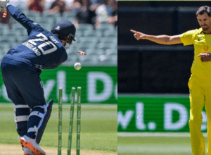 Jason Roy helpless in front of Stark's rocket speed swing ball, 1.2 degree swing ball blew the stump