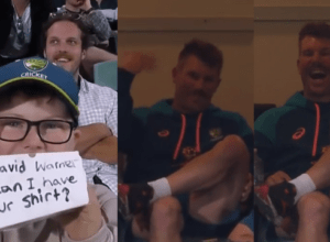 In the LIVE match of AUS-ENG, the child demanded this thing, Warner won the heart, said this in gestures