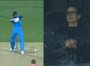 Hardik created havoc by scoring 63 runs in 33 balls, wife Natasha supported him with every ball