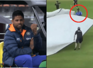 Suryakumar and Sanju Samson won millions of hearts by helping New Zealand's ground staff, were seen drying the field in a rain sweep cart