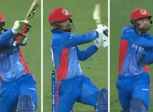 Rashid Khan scored 48 runs from SR of 208, smashed "SNAKE SHOT" for a six, AUS won by 4 runs