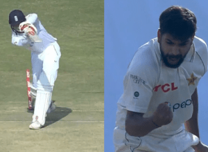 विडियो:Haris Rauf clean bold  crawley at 143.7 km rocket speed ball, 1.3 degrees