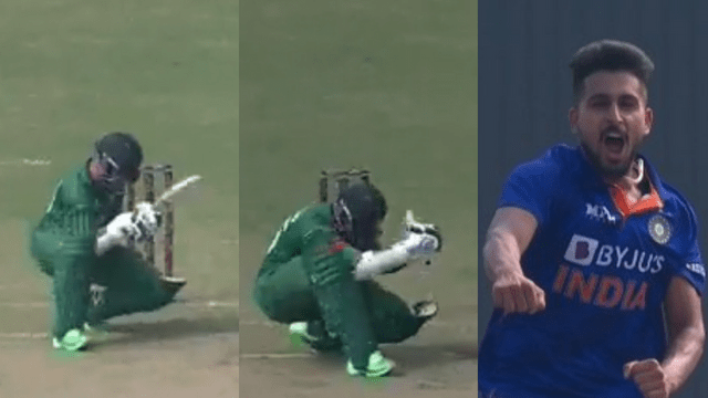 92C8C1FF-2C95-4BB7-9065-794AE589985A Shakib became helpless in front of Umran Malik's speed, 6 balls scared, helmet and sometimes the ball hit the stomach
