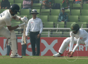 The big mistake made by the umpire was Pujara NOT-OUT! The ball had hit the ground in the hands of Mominul Haque! victims of misfortune