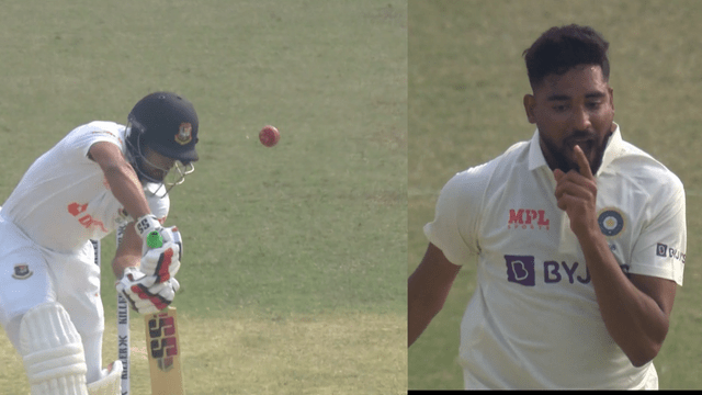 CRICCRANK - 2022-12-24T114800.230 Mominul was shocked by the rocket speed ball of Mohammad Siraj! Never seen a ball like this!