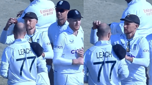 CRICCRANK (49) Root took the support of Leach's head to shine the ball, started rubbing the ball on his head, the commentators were stunned!