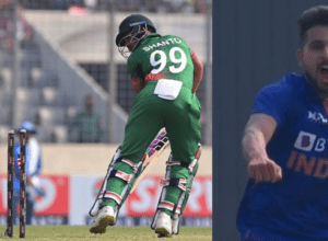 Umran Malik's 151 km speed blew Najmul's wicket to pieces, stump fell 6 meters away