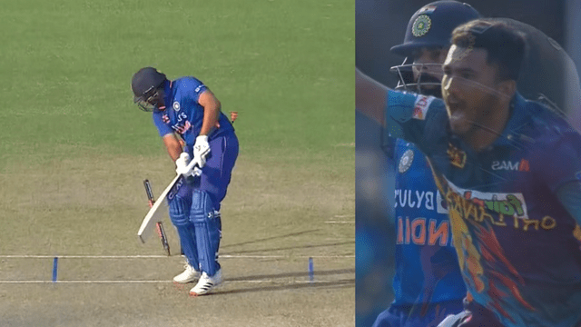 CRICCRANK - 2023-01-10T180835.104 Rohit Sharma's stumps were uprooted on Madhushanka's inswinger, he broke 3 records by playing an innings of 83 runs.