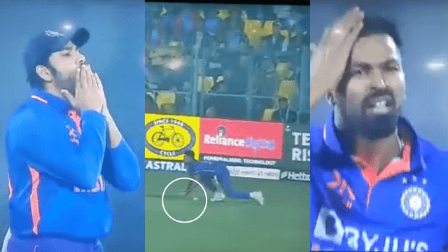 CRICCRANK - 2023-01-11T124748.463 Umran Malik missed the catch at the boundary, Hardik Pandya and Rohit Sharma gave this reaction, captain-vice-captain looked unhappy