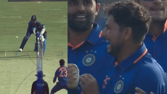CRICCRANK - 2023-01-12T154723.383 Kuldeep became a puzzle for Sri Lanka, even DRS did not save Mendis's wicket, LBW on a wonderful ball