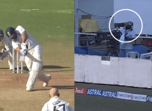 Rohit Sharma hit a massive six off Nathan Lyon, narrowly saved the cameraman, scored 56 runs