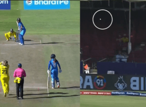 Harmanpreet wreaked havoc with an innings of 52 runs, 87 meter six off Jonassen's ball shook Australia