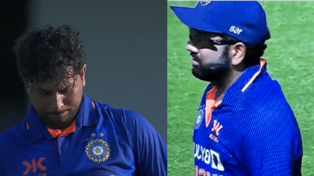 CRICCRANK (16) Kuldeep Yadav took wrong DRS, Rohit Sharma got angry, gave this reaction, looked unhappy with Virat