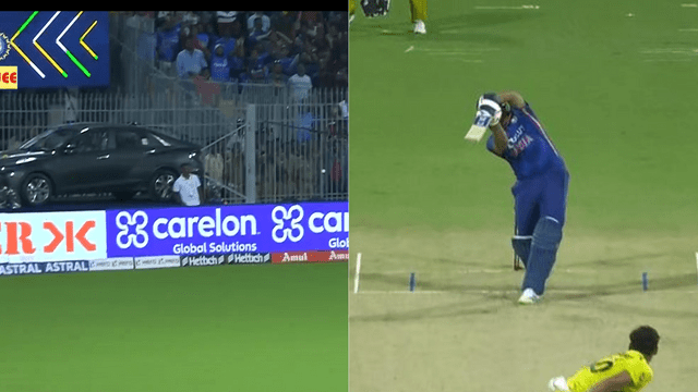 CRICCRANK (18) Rohit Sharma hit a stormy six on Stark's ball coming at a speed of 140 km, avoided breaking the glass of the car, scored 30 runs