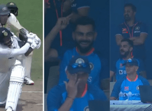Umesh Yadav hit a huge aerial six off Nathan Lyon, Dravid caught his head and Virat Kohli celebrated