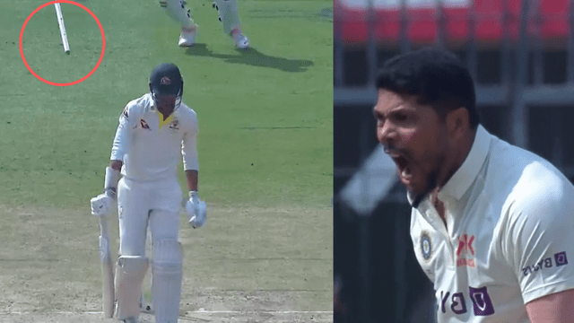CRICCRANK - 2023-03-02T113423.235 Umesh Yadav's rocket speed ball blew away Stark's wicket, dancing wicket fell 5 feet away, Australia limited to 197