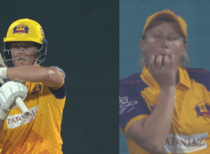 Haley was seen gesturing to Grace Harris to take DRS, foul in the match!