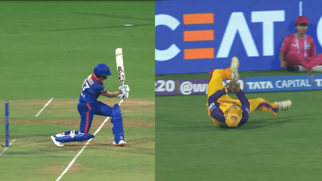 CRICCRANK - 2023-03-07T221523.281 Kiran Navgire became Super Woman, Shefali Verma caught diving in the air, DC gave UP Warriors a target of 212 runs