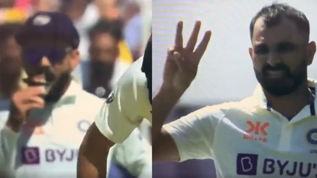 CRICCRANK - 2023-03-10T002428.705 Virat Kohli was eating Kulcha-Chola in Delhi and in slip in LIVE match in Ahmedabad Test, Shami made this gesture, looted the gathering