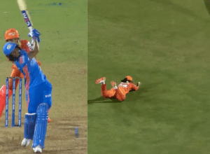 Harleen pounced like an eagle on Harmanpreet's aerial shot, took a wonderful catch by leaping, stadium echoed with applause