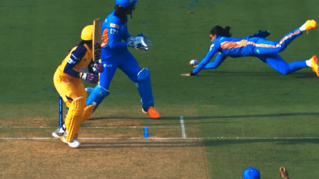 CRICCRANK - 2023-03-18T180705.338 Harmanpreet took a magical catch in the slips by diving with one hand, Devika was shocked to see this amazing catch!