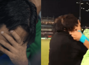 Haris Rauf is crying after wining PSL final