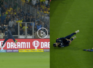 Williamson saved a six by jumping 6 feet in the air, got injured after falling, carried out
