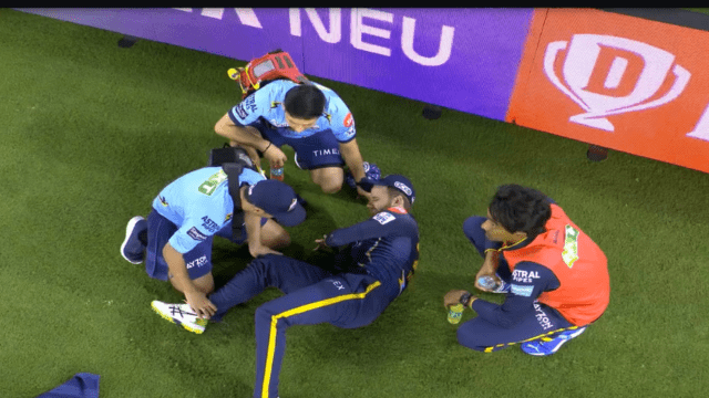Williamson saved a six by jumping 6 feet in the air, got injured after falling, carried out