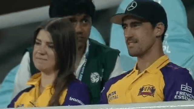 CRICCRANK (30) MI vs UP: Wearing UP Warriors jersey, Stark reached the ground to support his wife Alyssa Haley, won hearts with his reaction
