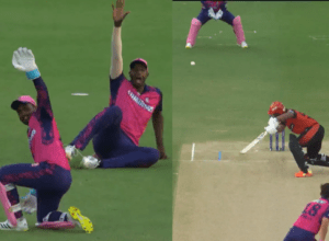 Trent Boult gave double blow to Hyderabad in 1 over, Rahul Tripathi was caught by Holder amazing catch, Abhishek became bold