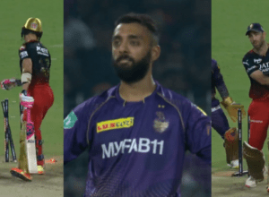 Duplessis-Maxwell helpless on the spinning ball of mystery spinner Varun Chakraborty, middle and off stump torn apart