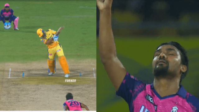 CRICCRANK - 2023-04-13T012329.395 Dhoni missed hitting a six on the last ball, the yorker ball did the job, Sangakkara was happy, Dhoni's face was sad, Sandeep breathed a sigh of relief