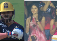 Virat Kohli thumped his chest in front of Anushka, scoring a half-century, Lalit blew his senses on the very next ball