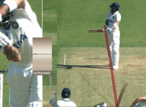 Virat kneels on Stark's rocket speed bouncer, Smith jumps in the air and takes the catch