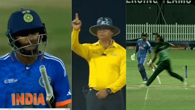 CRICCRANK - 2023-07-23T222842.927 Match overturned due to umpire's wrong decision, no ball ignored, India's defeat from Pakistan, uproar over Sai Sudarshan-Nikin's dismissal
